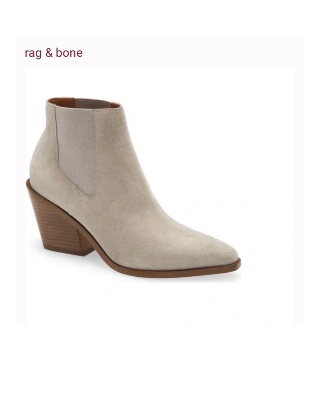 RAG & BONE Razor Light Grey suede leather Chelsea boot size 36.5
